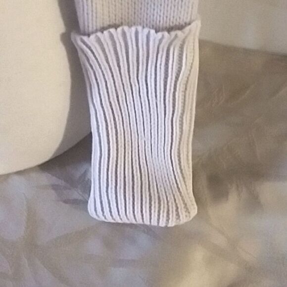 Free People Sweater Pull Over Off Shoulder V Back Open Weave Sea Mist M - Picture 5 of 13